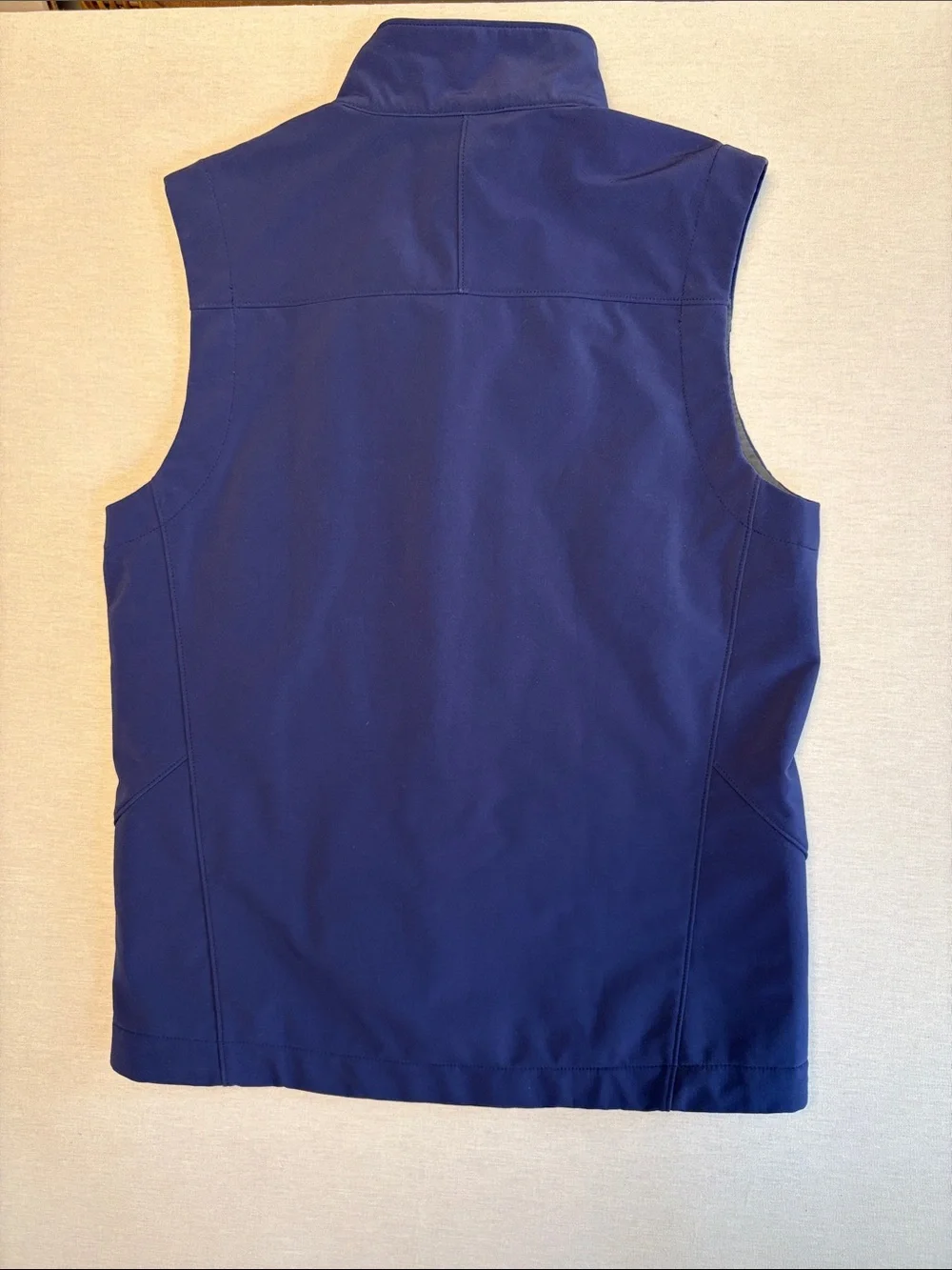 Patagonia Navy Blue Softshell Vest with Orange Accents
